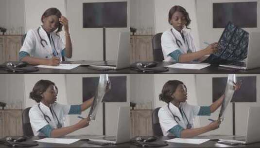 医学、人类和医疗保健概念——快乐的非裔美高清在线视频素材下载
