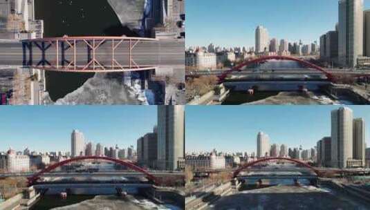 高级感镜头航拍天津金刚桥第一视角高清在线视频素材下载