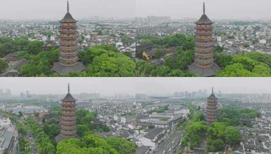 苏州报恩寺塔北寺塔中式建筑航拍高清在线视频素材下载