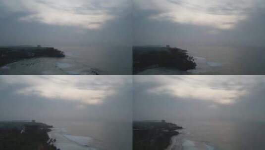 海岸线海景飞行上方动态天空快速移动的云层高清在线视频素材下载