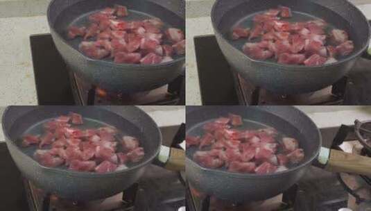 切肉处理猪肉去血沫高清在线视频素材下载