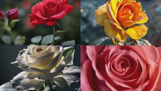 【花开大合集】多种颜色玫瑰 开花高清在线视频素材下载