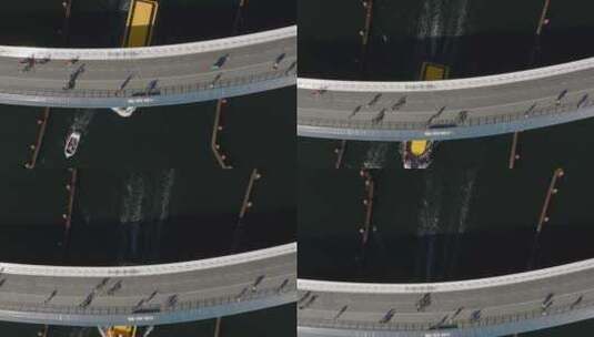 桥，水，行人，自行车道高清在线视频素材下载