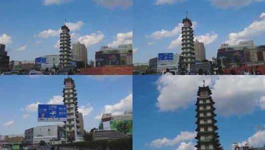 郑州百年德化德化步行街二七广场二七塔高清在线视频素材下载