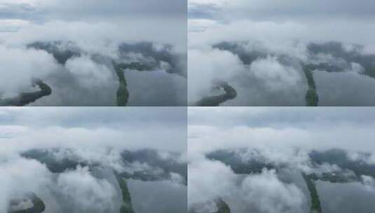 西湖云海山川森林云大山风景云海云雾山水高清在线视频素材下载