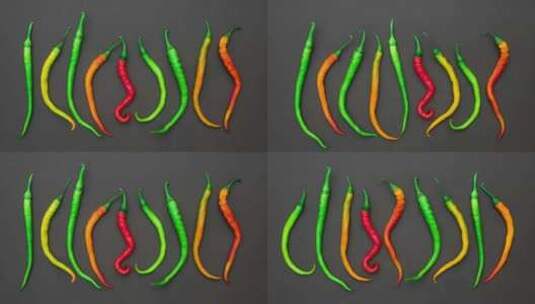 彩色辣椒的定格镜头高清在线视频素材下载