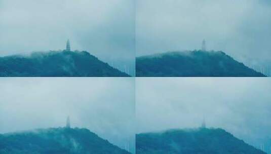 云雾缭绕南宁青秀山风景区龙象塔高清在线视频素材下载