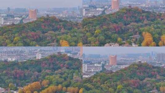 浙江绍兴越城区府山公园航拍城市风景大自然高清在线视频素材下载