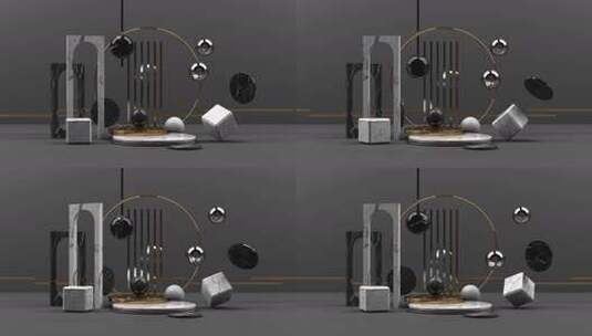 最小场景与讲台和抽象背景。金色和柔和的彩高清在线视频素材下载