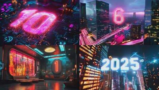 2025跨年音乐节vj未来赛博朋克蒸汽波高清在线视频素材下载