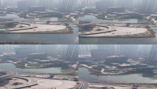 竖版航拍长沙梅溪湖城市岛高清在线视频素材下载