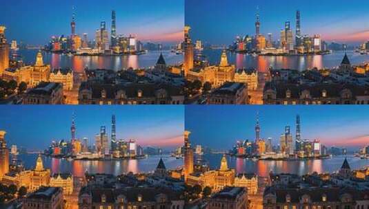 上海外滩城市夜景地标建筑繁华风光片头高清在线视频素材下载