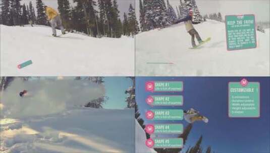 弹出文本框运动感滑雪视频教程AE模板高清AE视频素材下载