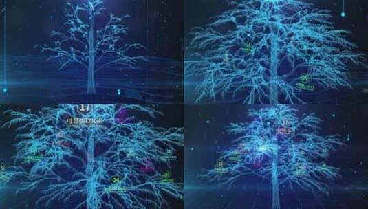 蓝色大气科技树互联网数据展示片头高清AE视频素材下载