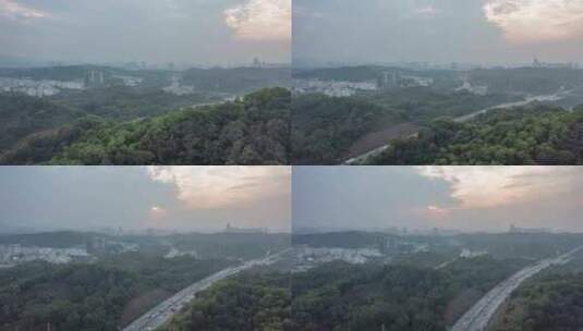 雾霾下的城市道路高清在线视频素材下载