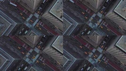 城市航拍纽约曼哈顿汽车街道交通摩天大楼高清在线视频素材下载