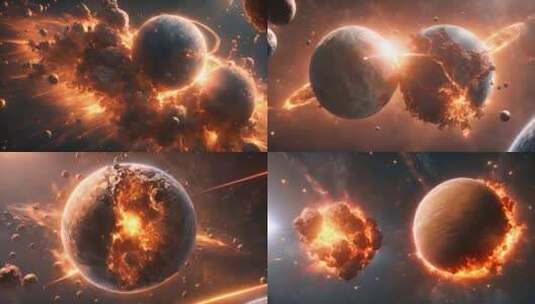 星球相互撞击爆炸高清在线视频素材下载