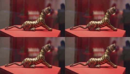 西汉错金铜虎，南京博物院藏高清在线视频素材下载