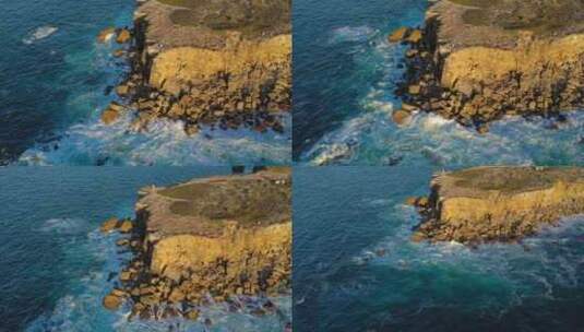 航拍大海上壮观的悬崖美景高清在线视频素材下载