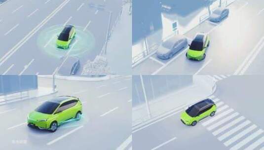 智能驾驶辅助驾驶无人驾驶动画演示高清在线视频素材下载