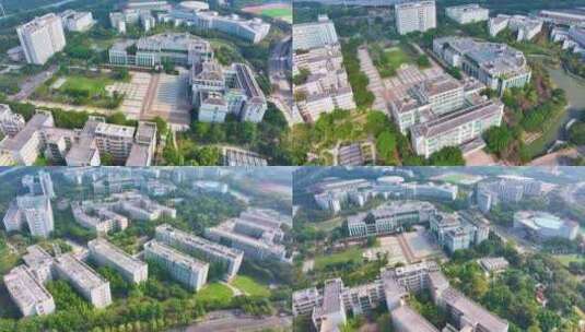 广州中医药大学大学城校区航拍教学楼校园风高清在线视频素材下载