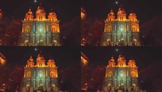 北京王府井天主教堂圣诞节高清在线视频素材下载