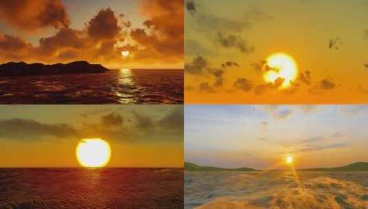 岛屿海上日出太阳升起天空日出延时高清在线视频素材下载