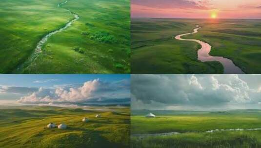 草原河流 大草原 蒙古包高清在线视频素材下载