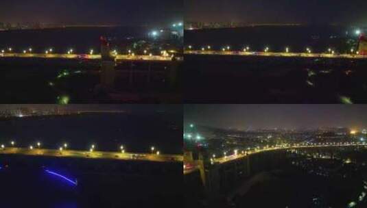 南京市鼓楼区南京长江大桥夜晚夜景城市地标高清在线视频素材下载