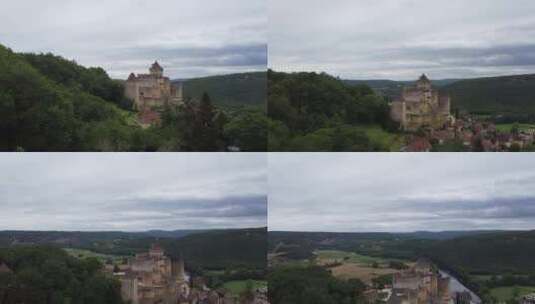 无人机飞越法国的一座城堡高清在线视频素材下载