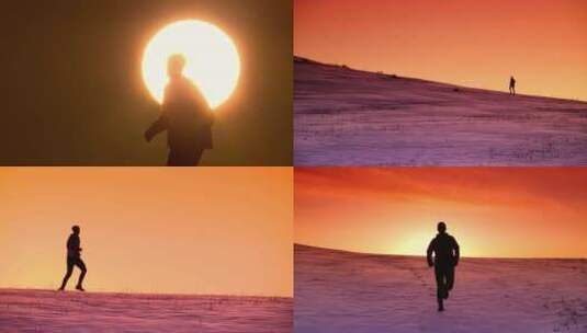 夕阳下励志奔跑的男人高清在线视频素材下载