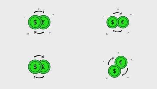 欧元兑美元汇率图标的动画视频高清在线视频素材下载
