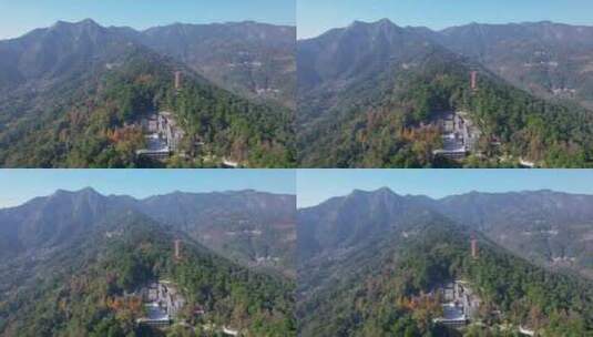 南岳衡山风景区南台寺航拍4k航拍高清在线视频素材下载