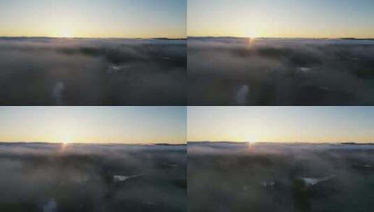 航拍清晨云雾日出高清在线视频素材下载