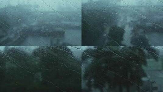 高铁车窗玻璃上划过的雨珠高清在线视频素材下载