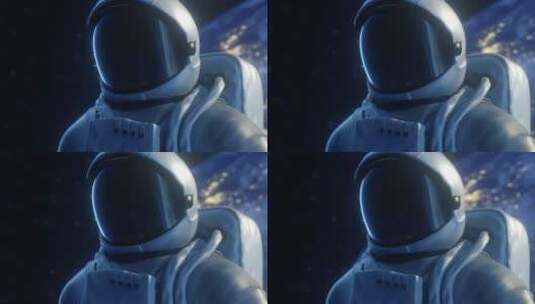 一名宇航员独自在外太空的轨道上观察地球高清在线视频素材下载