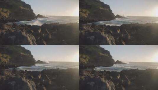 巨浪冲击着海岸高清在线视频素材下载