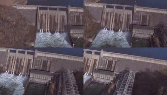 航拍大坝水力发电机高清在线视频素材下载
