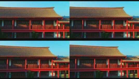 中式古建筑风格庭院园林中式小楼廊柱04高清在线视频素材下载