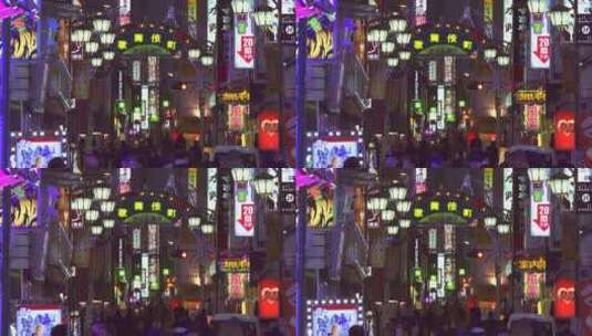 日本夜晚街头的霓虹灯招牌高清在线视频素材下载