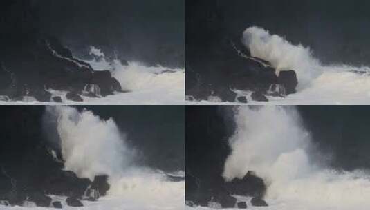 海浪撞击海岸的岩石高清在线视频素材下载