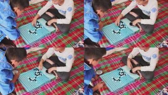 小孩下五子棋高清在线视频素材下载