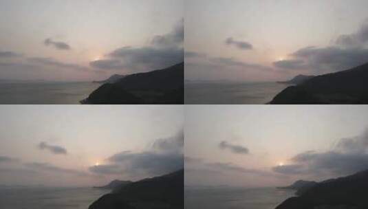 航拍海边清晨日出彩霞高清在线视频素材下载