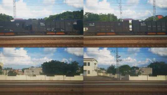 实拍旅途火车窗外风景高清在线视频素材下载
