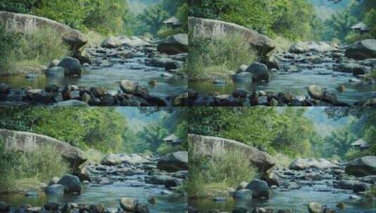峡谷小溪流水自然风光素材高清在线视频素材下载