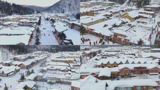 航拍中国雪乡4K素材（大场景+特写）高清在线视频素材下载