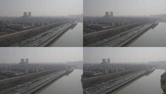 南京城市大景建筑车流航拍高清在线视频素材下载