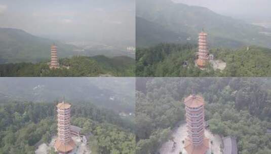 衡山 寺庙宝塔 自然风光航拍高清在线视频素材下载