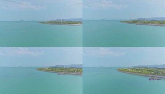 航拍漳州港双鱼岛海岸线美丽风光高清在线视频素材下载