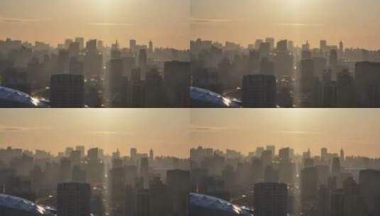 上海清晨日出航拍风光高清在线视频素材下载